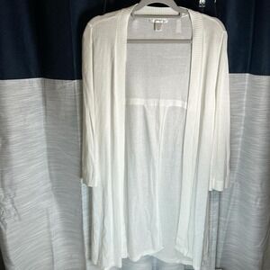 White Cardigan, CJ Banks Size X (14W), Long Lightweight Summer Evening Basic